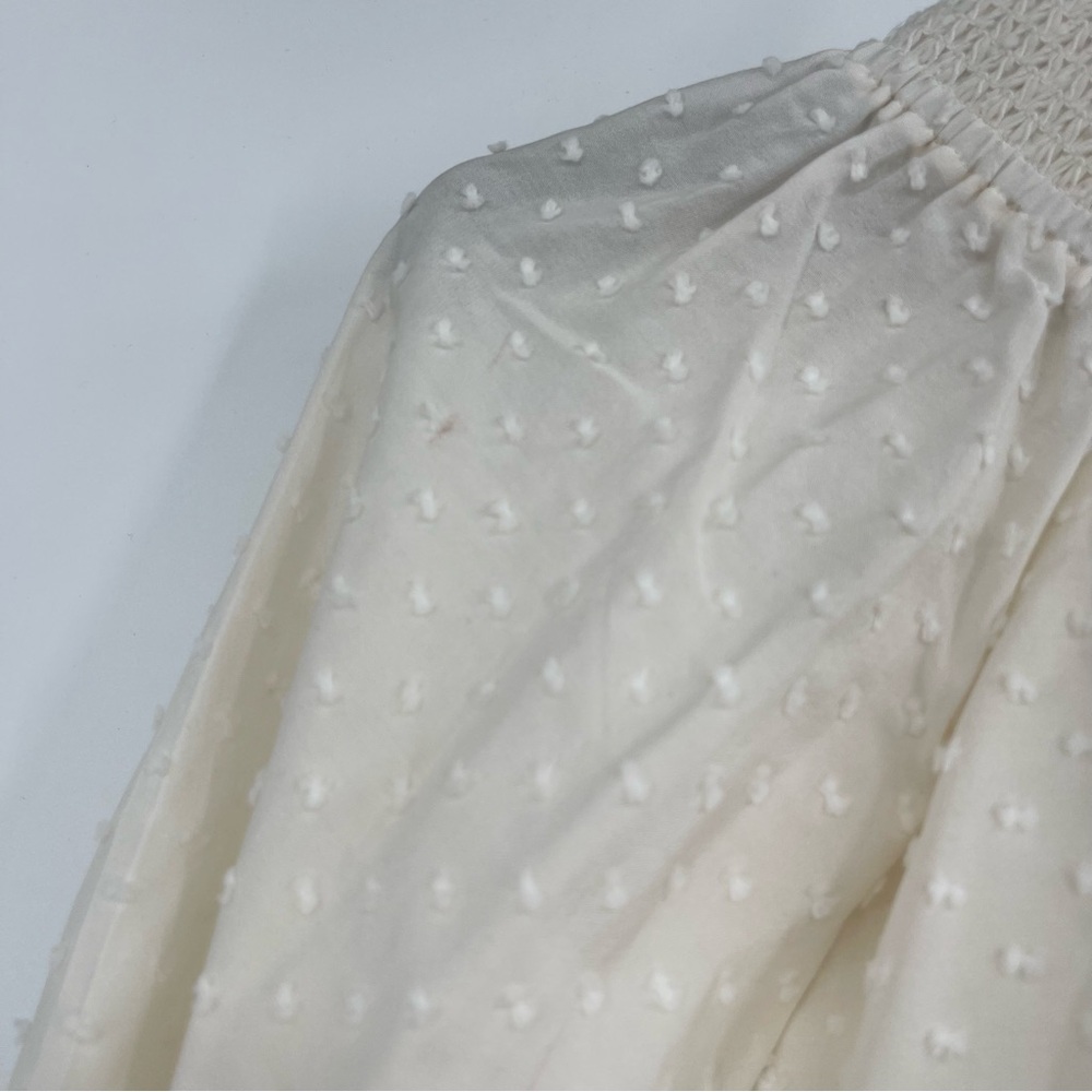 Club Monaco Silk Swiss Dot Tiered Off the Shoulder Blouse Top - Picture 8 of 14